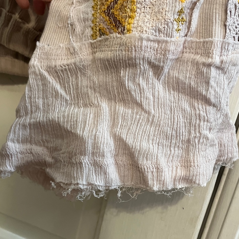 Free People Cross Country Top in Sand Size Medium Boho Cropped Long Sleeve - Picture 10 of 14